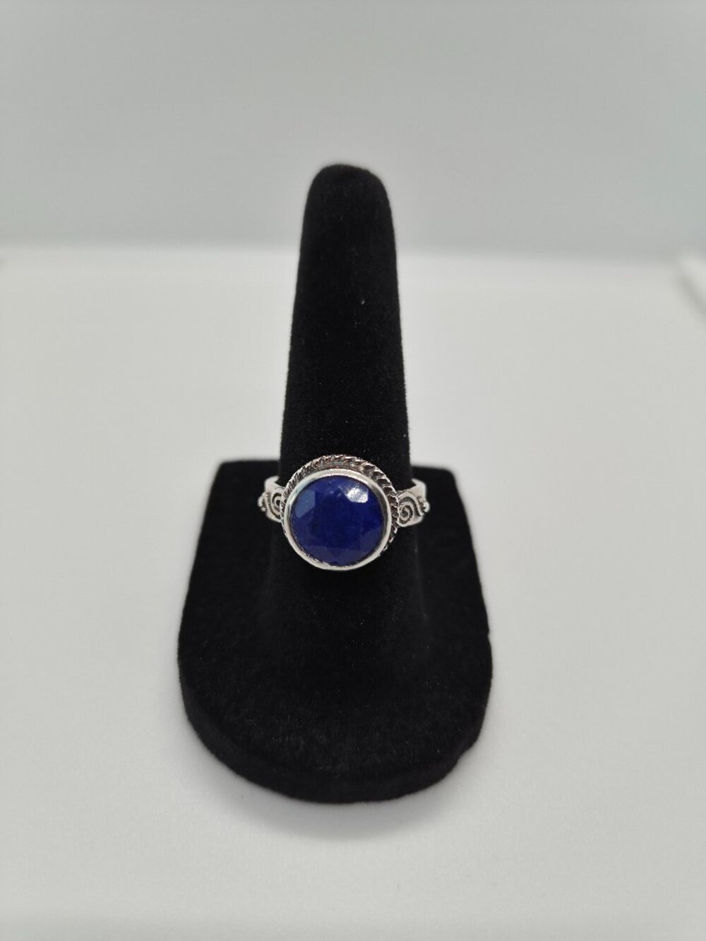 Sterling Silver 925 Blue Gemstone Ring Boho Size 7